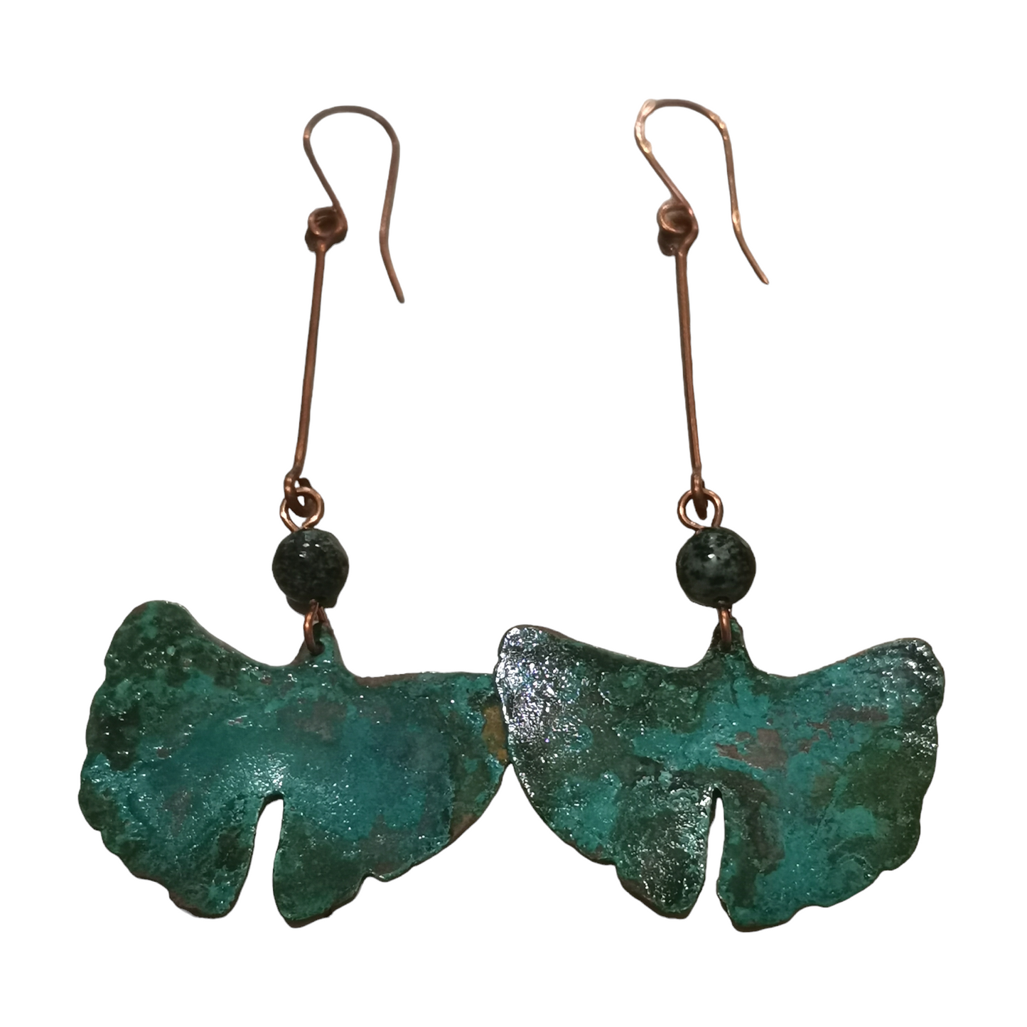 Ginkgo – Boucles d'oreilles artisanales faites main en cuivre oxydé