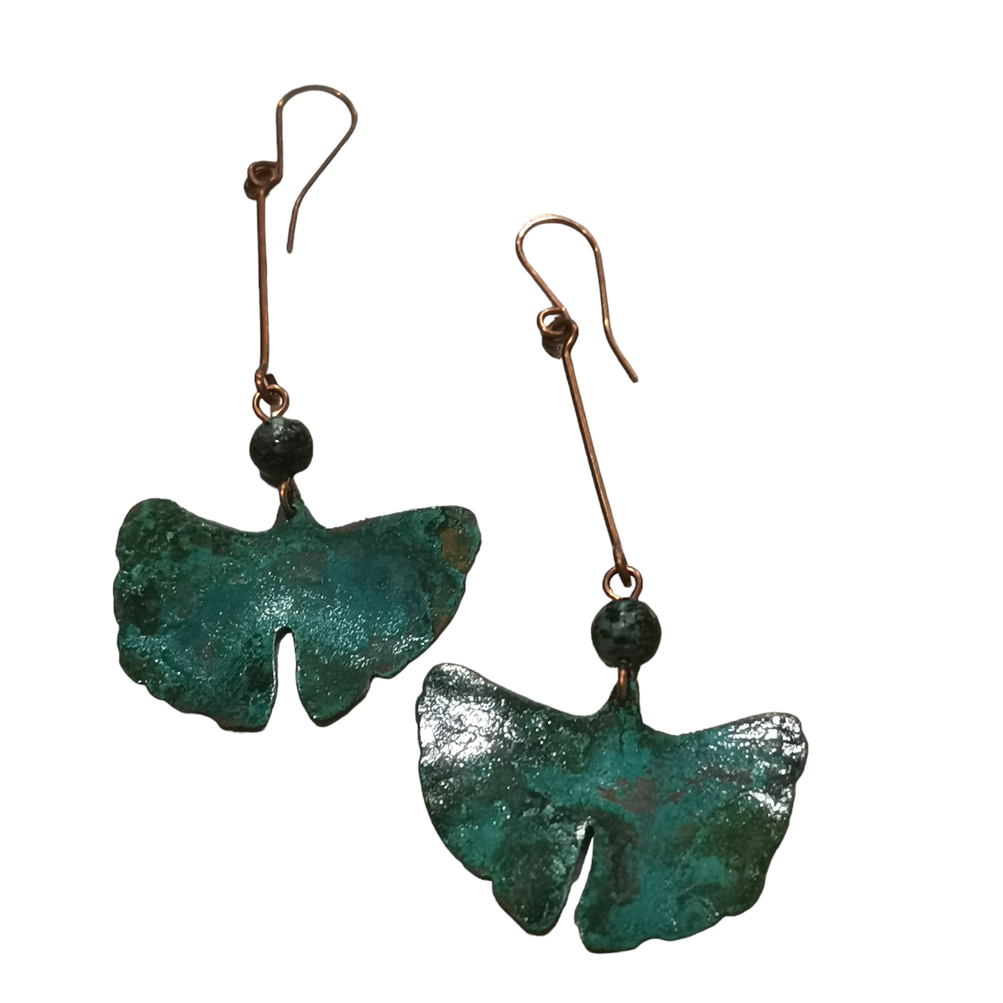 Ginkgo – Boucles d'oreilles artisanales faites main en cuivre oxydé