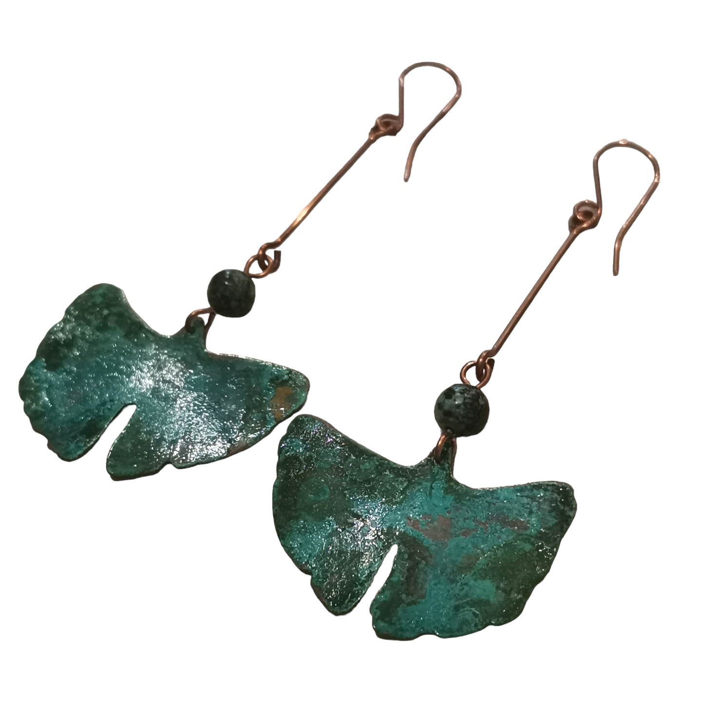 Ginkgo – Boucles d'oreilles artisanales faites main en cuivre oxydé